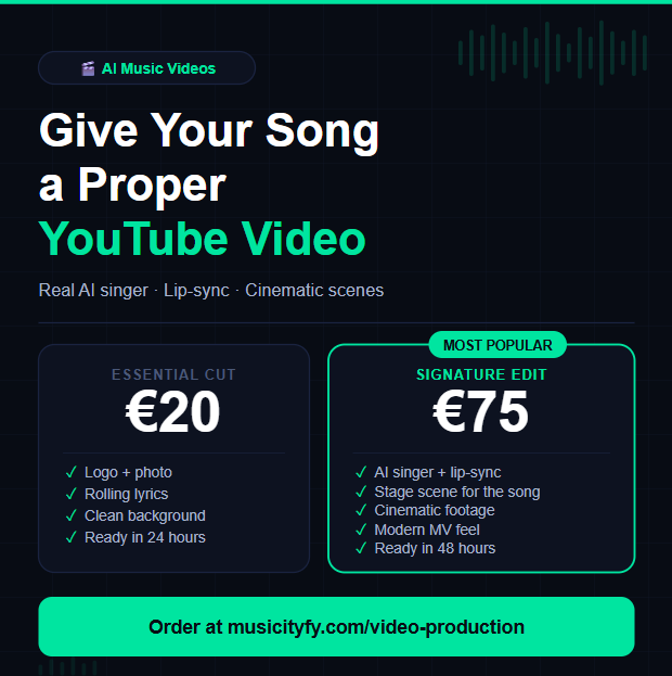 Music video production — give your song a proper YouTube video from 20€